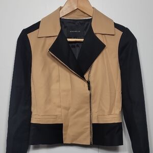 Banana Republic Zipper Cropped Tan and Black Jacket